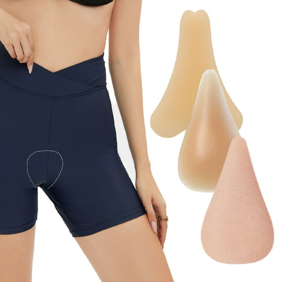 Wieysdoo 3-Pack Reusable Silicone Camel Toe Concealer - Seamless Adhesive Guards for Women Bikini/Yoga Pants(Beige)