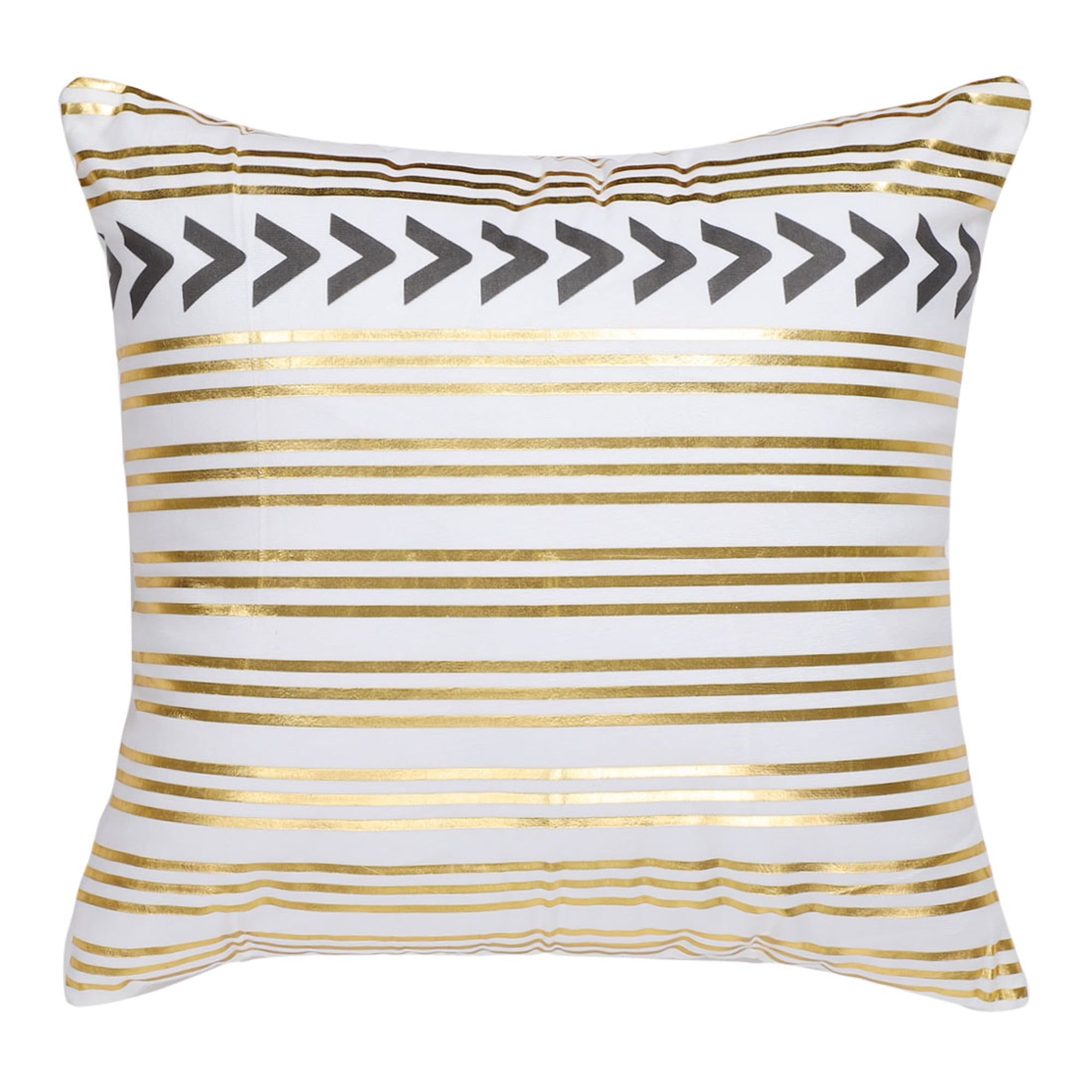 Decorative Pillow Covers Cotton Linen White Gold Stripe Throw Pillow