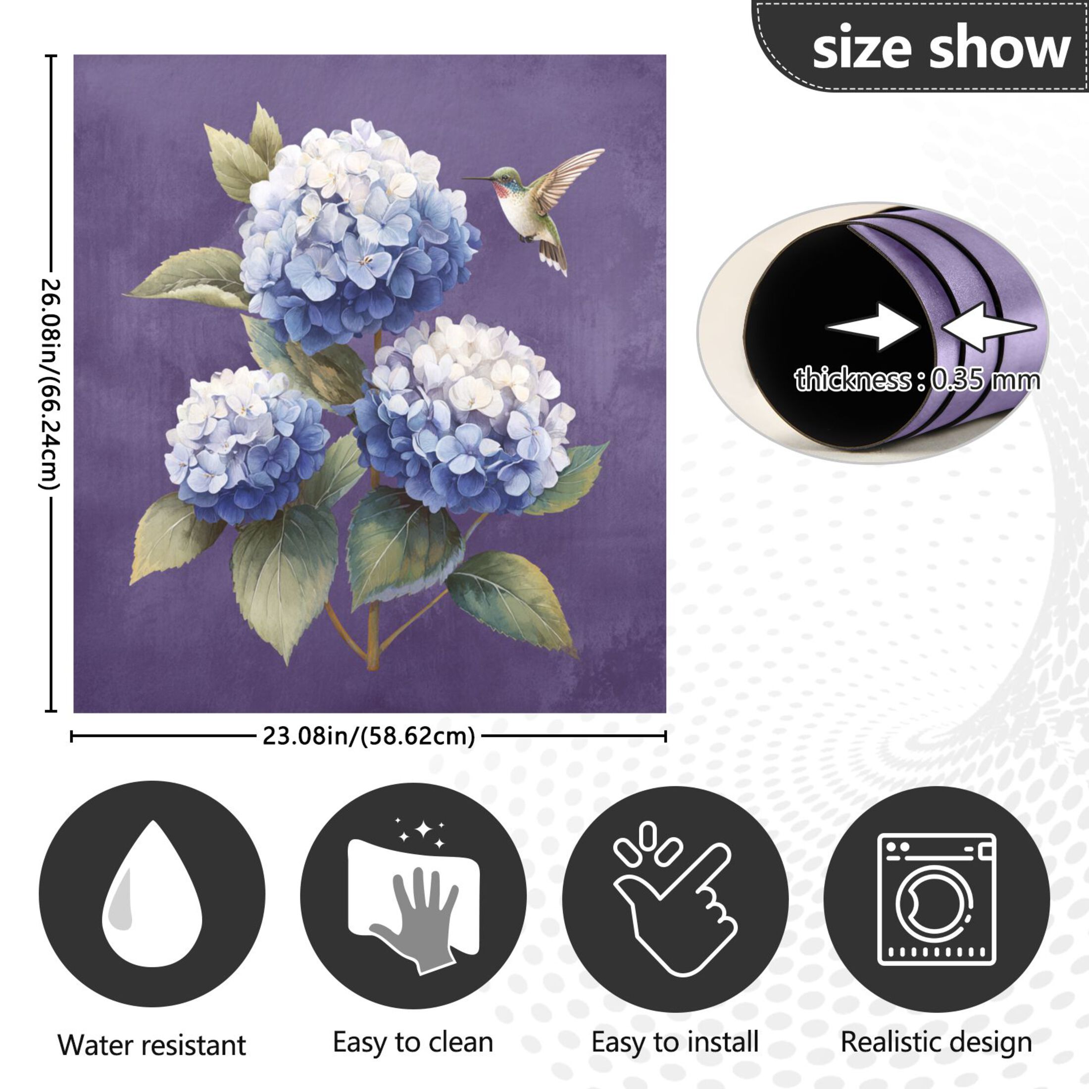 Dishwasher Magnetic Refrigerator Magnet Cover Sticker Home Decorative 23"x26" Blue and White Hydrangeas