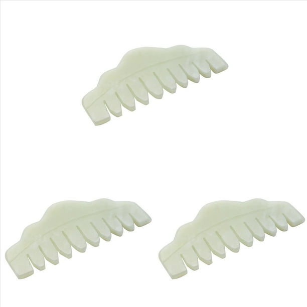 3X Naturaleza Tradicional Jade Peine Masaje Spa Acupuntura Terapia de la Cabeza Tratamiento del Punto de Activación en la Cabeza Gua Sha Board