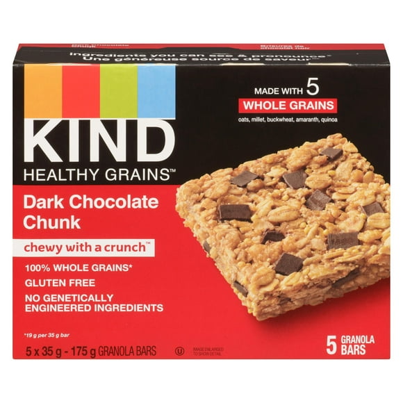 KIND Healthy Grains Dark Chocolate Chunk, 5 x 35 g bars