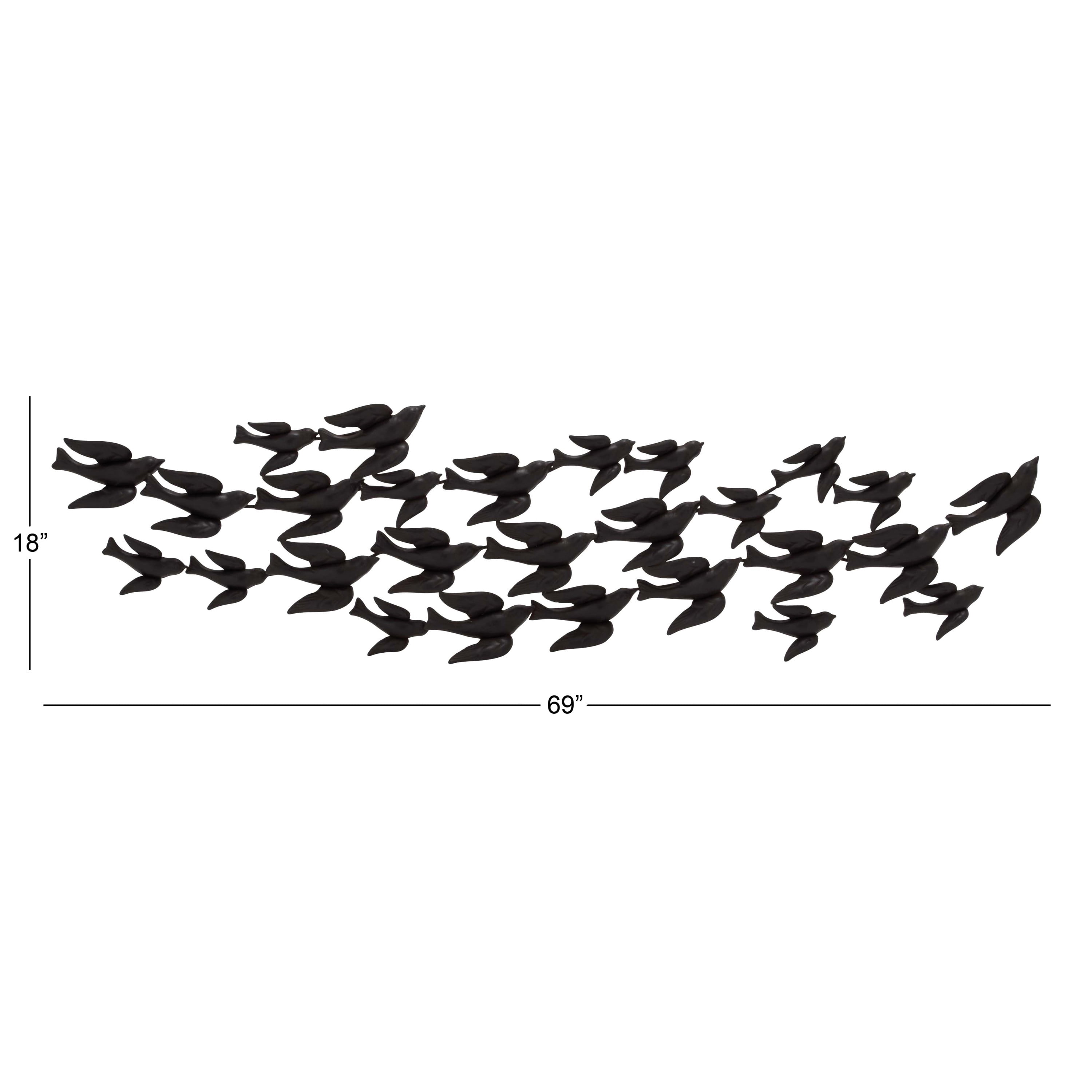 DecMode Black Metal Flying Flock Of Bird Wall Decor