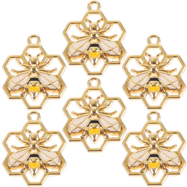 BRIGHTFUFU 6 uds. De dijes de abeja, dijes de Metal para hacer joyas, dijes para pendientes, collares y pulseras
