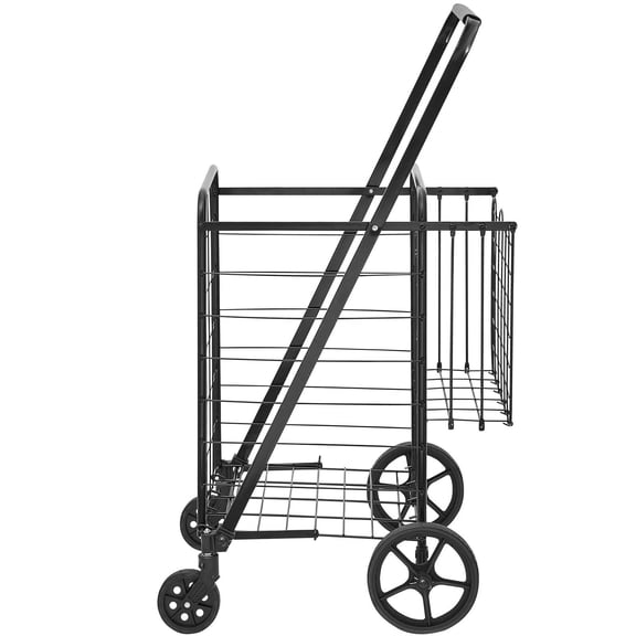 Jumbo Foldable Grocery Cart with 360° Swivel Wheels, Dual Baskets & Large Capacity - Ideal for Shopping, Laundry, Travel