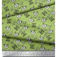 thumbnail image 2 of Soimoi Green Poly Georgette Fabric Coffee & CHill Text Print Sewing Fabric Yard 42 Inch Wide, 2 of 5