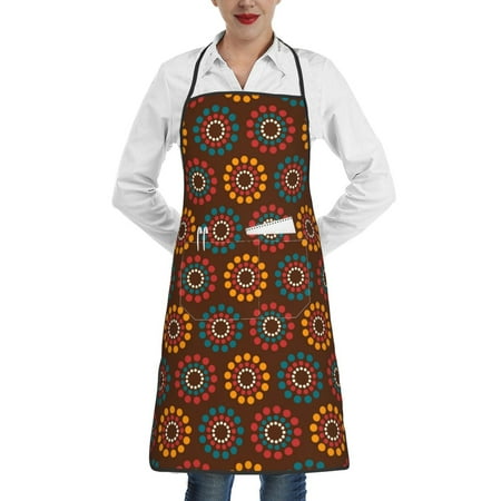 

Lukts 60s and 70s Aesthetic1 Pattern Kitchen Apron Waterdrop Resistant Apron with adjustable Aprons for Women and Men with Pockets Cooking Apron