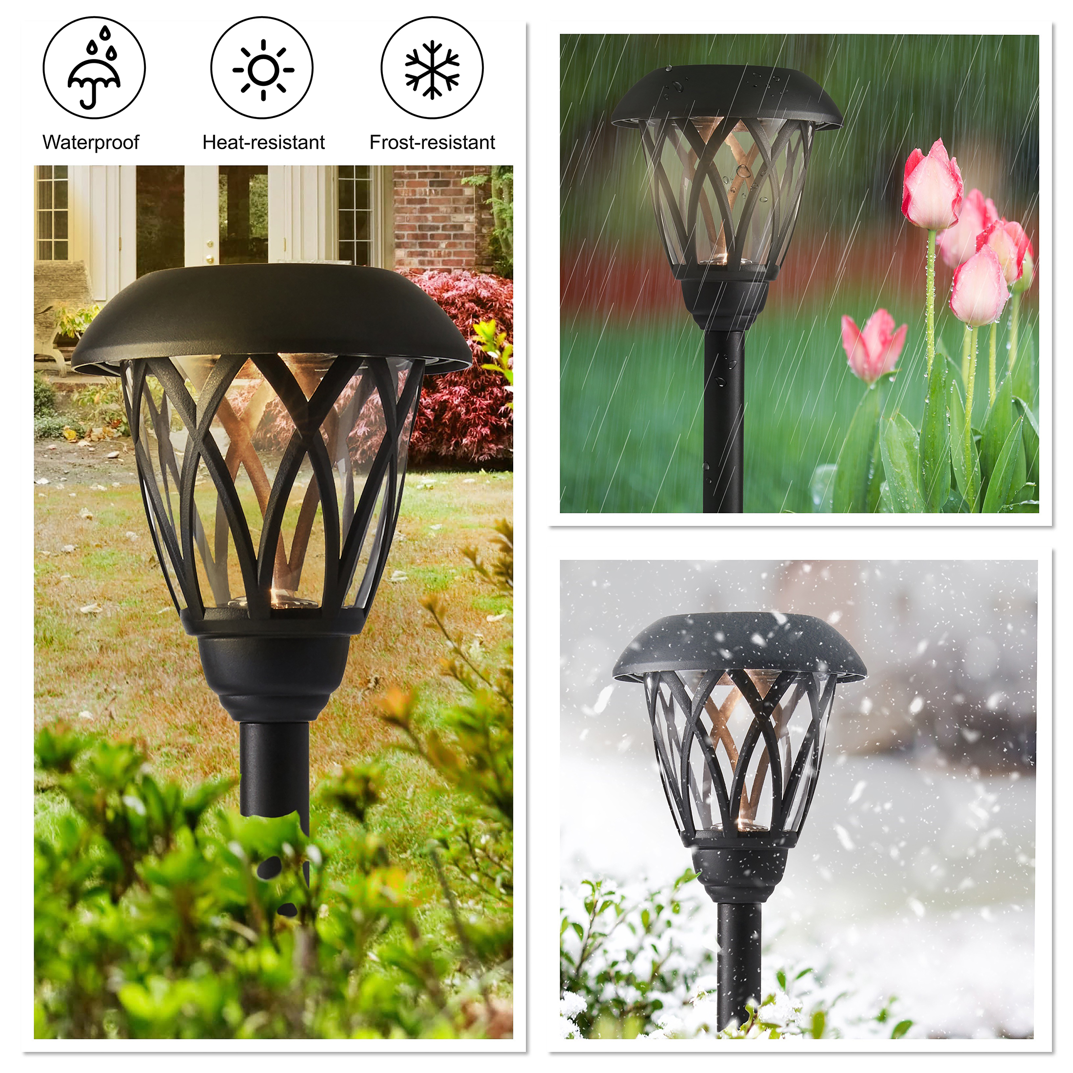 Mainstays Solar Powered Black Lattice LED Landscape Pathway Light with  Glass Lens, Lumens (6 Count)