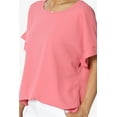 thumbnail image 5 of Women's Lightweight Woven Dolman Short Sleeve Boat Neck Relaxed Blouse Basic Top, 5 of 7