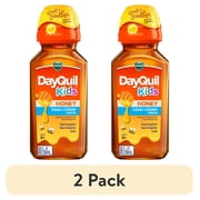 (2 pack) Vicks Kids DayQuil Honey Cold & Cough + Mucus Relief Liquid, over-the-counter, 8 fl oz