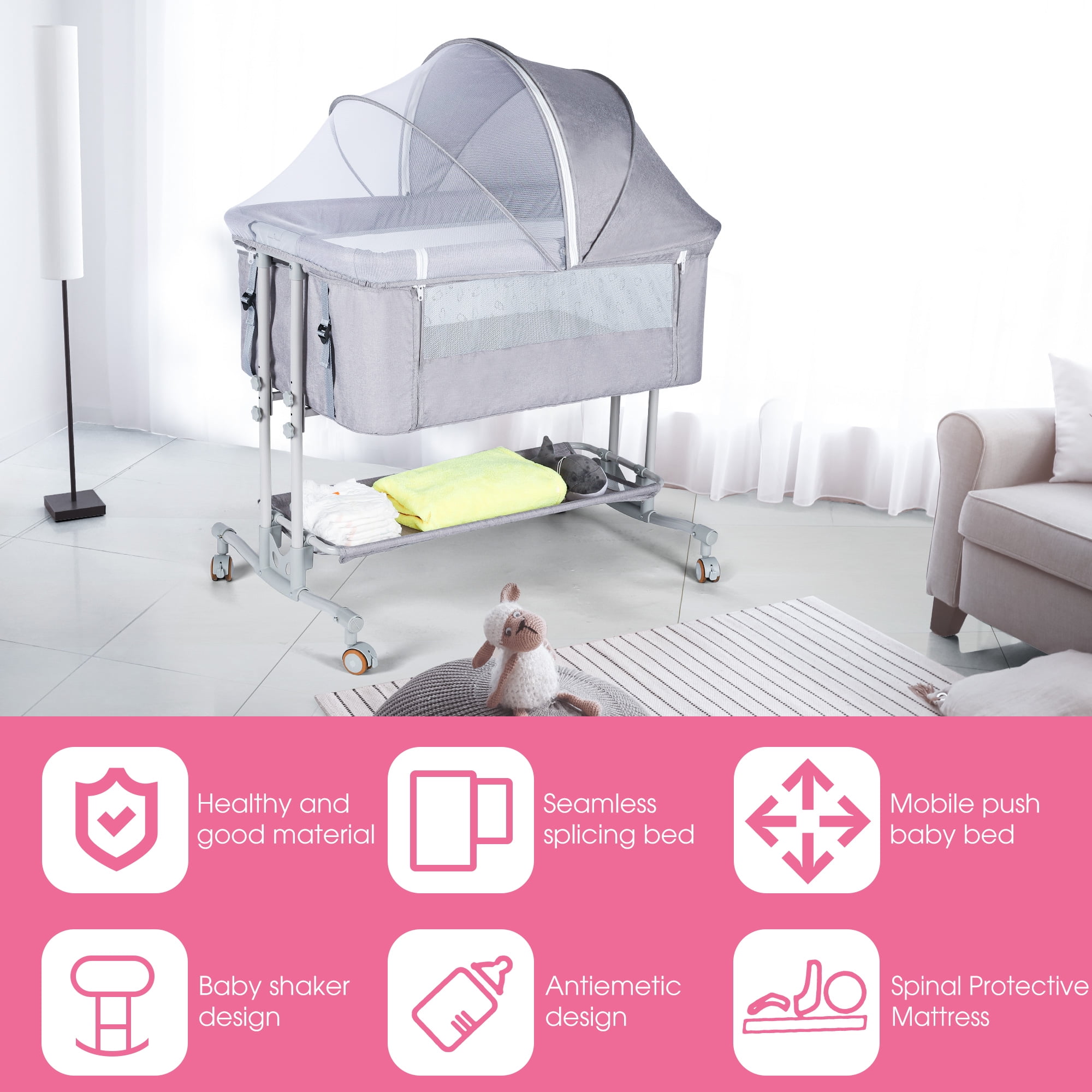 TEIJIN SLEEP OPTIMIZER™ 3 in 1 BED Babyeap Baby Bassinet Bedside Sleeper Bassinet For 0-5 months Baby