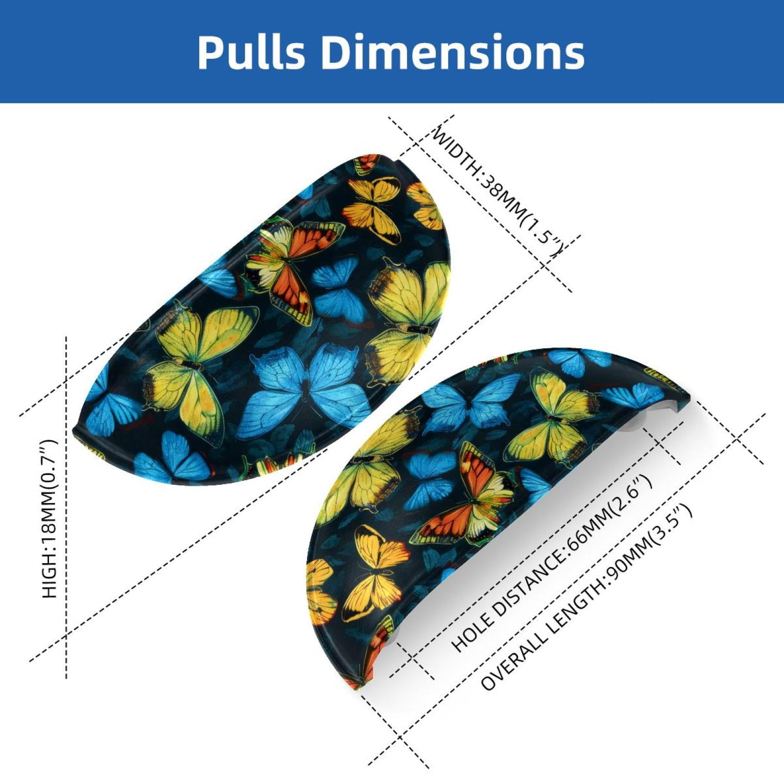 PhooArto 6 Pcs Cup Drawer Pulls, Butterfly Colorful Pattern Shell Shape Handles Cabinet Knobs for Dresser Cupboard Closet Wardrobe with Screws