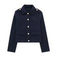 thumbnail image 4 of HH TRAF Chaqueta de moda de otoño para mujer, azul oscuro, cuello vuelto, mangas largas, bolsillos, abrigos de calle de un solo pecho para mujer, 4 of 5