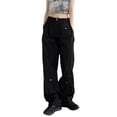 thumbnail image 2 of Liacowi Women Juniors Casual Baggy Cargo Pants Wide Leg Trousers Loose Oversized Hippie Drawstring Punk Sweatpants Joggers Streetwear, 2 of 8