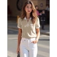 thumbnail image 6 of Women's Knit Short Sleeve Po-Lo Shirts Collared Neck Work Dressy Loose Tops for Summer Business Khaki XL, 6 of 7