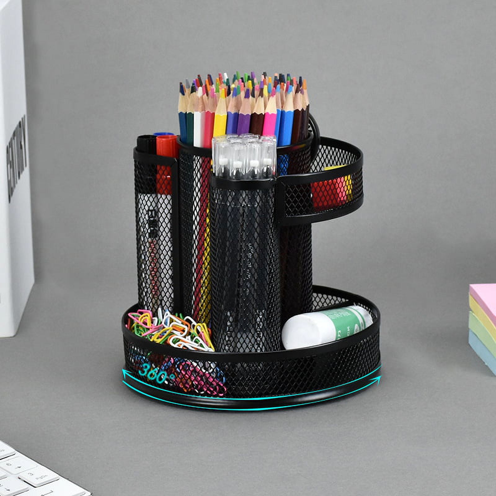 Buy POPRUN Mesh Desk Organizer with 2 Pencil Holders and 2 Sliding