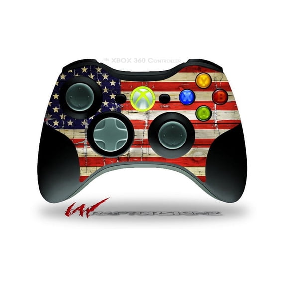 Painted Faded and Cracked USA American Flag - Decal Style Skin fits Microsoft XBOX 360 Wireless Controller (CONTROLLER NOT INCLUDED) by WraptorSkinz
