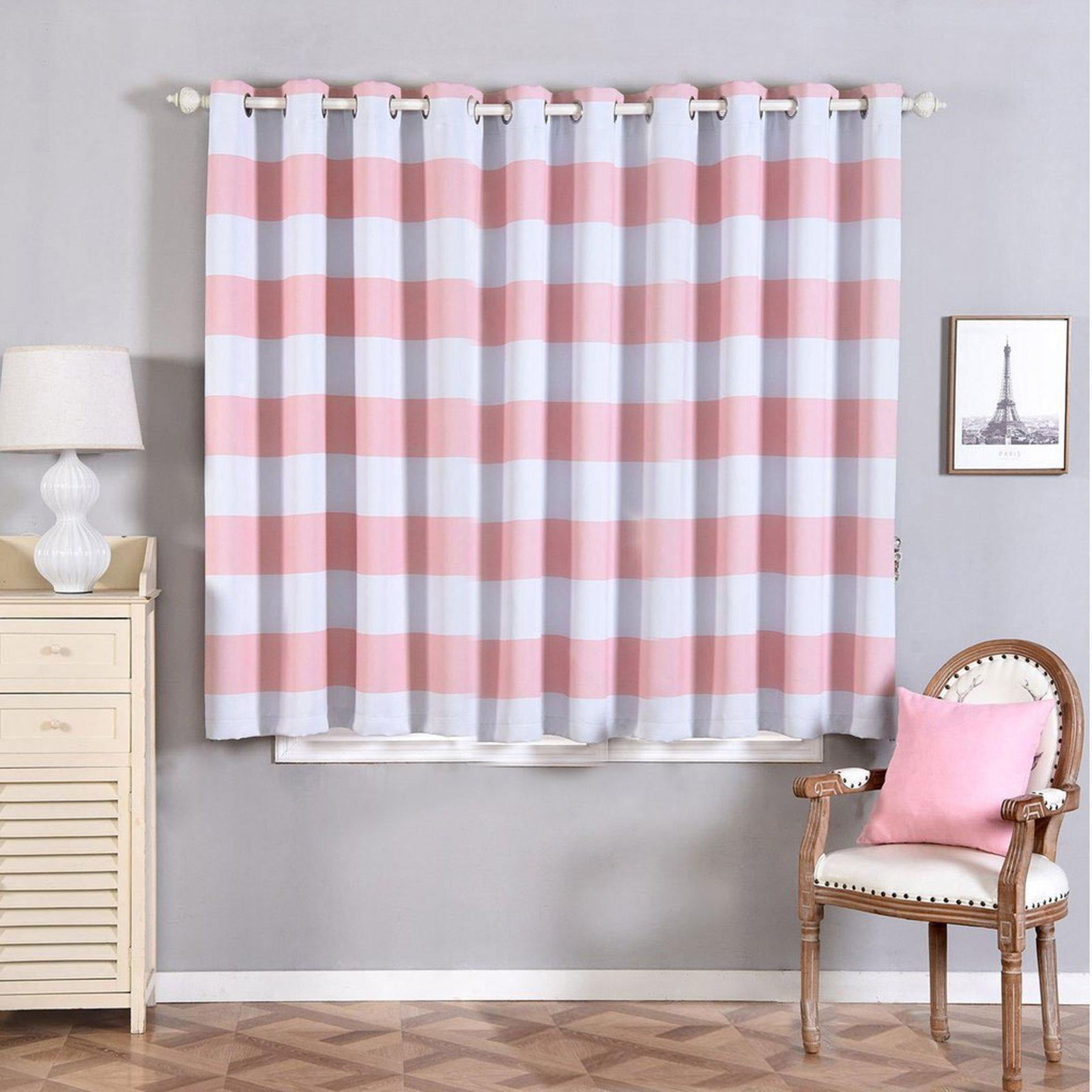 Cabana Stripe Curtains 2 Packs White & Blush Blackout Curtains 52
