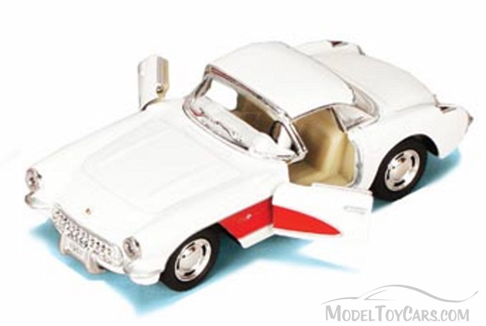 New Kinsmart 1957 Chevrolet Corvette Chevy Diecast Model Toy Car 1:34 White