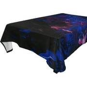 SKYSONIC 60”x90" Square Tablecloth with Dark Red Blue Texture Prints, Anti-Wrinkle and Smooth Table Cloth for Kitchen/Home Decoration