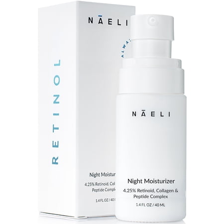 NAELI Retinol Night Cream For Face with Anti Aging Collagen & Peptide Complex, Reduces Wrinkles & Evens Skin Tone 1.4 oz.