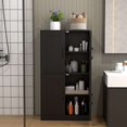 thumbnail image 2 of Costway Bathroom Cabinet with Doors & Adjustable Shelves Storage Organizer for Living Room Black, 2 of 10