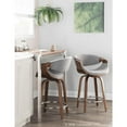 thumbnail image 5 of Curvini 24" Mid-Century Modern Fixed Height Counter Stool With Swivel In Walnut Wood And Light Grey Fabric - Set Of 2, 5 of 13