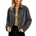 thumbnail image 3 of Tqcoqu Suede Jackets for Women 2026 Casual Button Down Cropped Jacket Fall Long Sleeve Outerwear Coats Work Office Clothes, 3 of 8