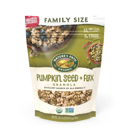 Nature's Path Organic Pumpkin Seed GJM1 Flax Granola, 24.7 oz (Pack of 1), Value Size, Non-GMO