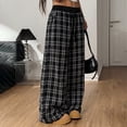 thumbnail image 5 of RongHuan Women's Plaid Pants Casual Flannel Pajama Pants Fashion Wide Leg Baggy Sweatpants with Pockets, 5 of 7