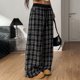 thumbnail image 4 of TaTaai Women Casual High Waist Plaid Panel Wide Leg Long Pants Modern Style Ladies Daily Street Office Wear Non-See-Through No Fading Stylish Comfortable Trousers Gift, 4 of 6