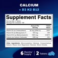 thumbnail image 2 of Suplemento de calcio vitamático de 1200 mg con D3, K2 y B12 365 tabletas, 2 of 8
