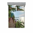 thumbnail image 2 of Beach Bedding Set with Sheet & Covers, Walkway and Jogging Track by Sea in Cinque Terre Italian Mediterranean Vacation, Printed Bedroom Decor 2 Shams, 4 Sizes, Green Chocolate, by Ambesonne, 2 of 3
