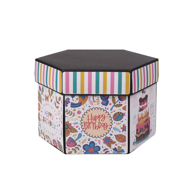 Inteprter Álbum de fotos sorpresa, caja de regalo hexagonal, aniversario, cumpleaños, Navidad, álbum de recortes, caja de regalo DIY, caja de regalo de Decoración del hogar lenguaje de flores Inteprter HA6662-06B