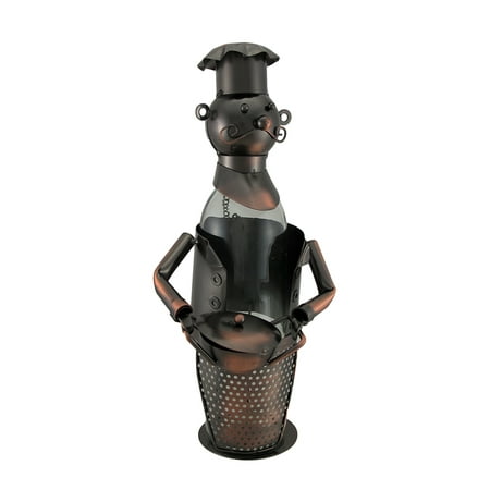 - Chef With Pot Bottle Holder Culinary Art Table Top Wine Caddy
