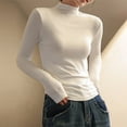 thumbnail image 2 of Aboser Mock Neck Shirts for Women Long Sleeve Petite Tops Soft Solid Color Basic Tees Slim Fit Versatile Layering Shirt Casual Comfy Undershirts, 2 of 6