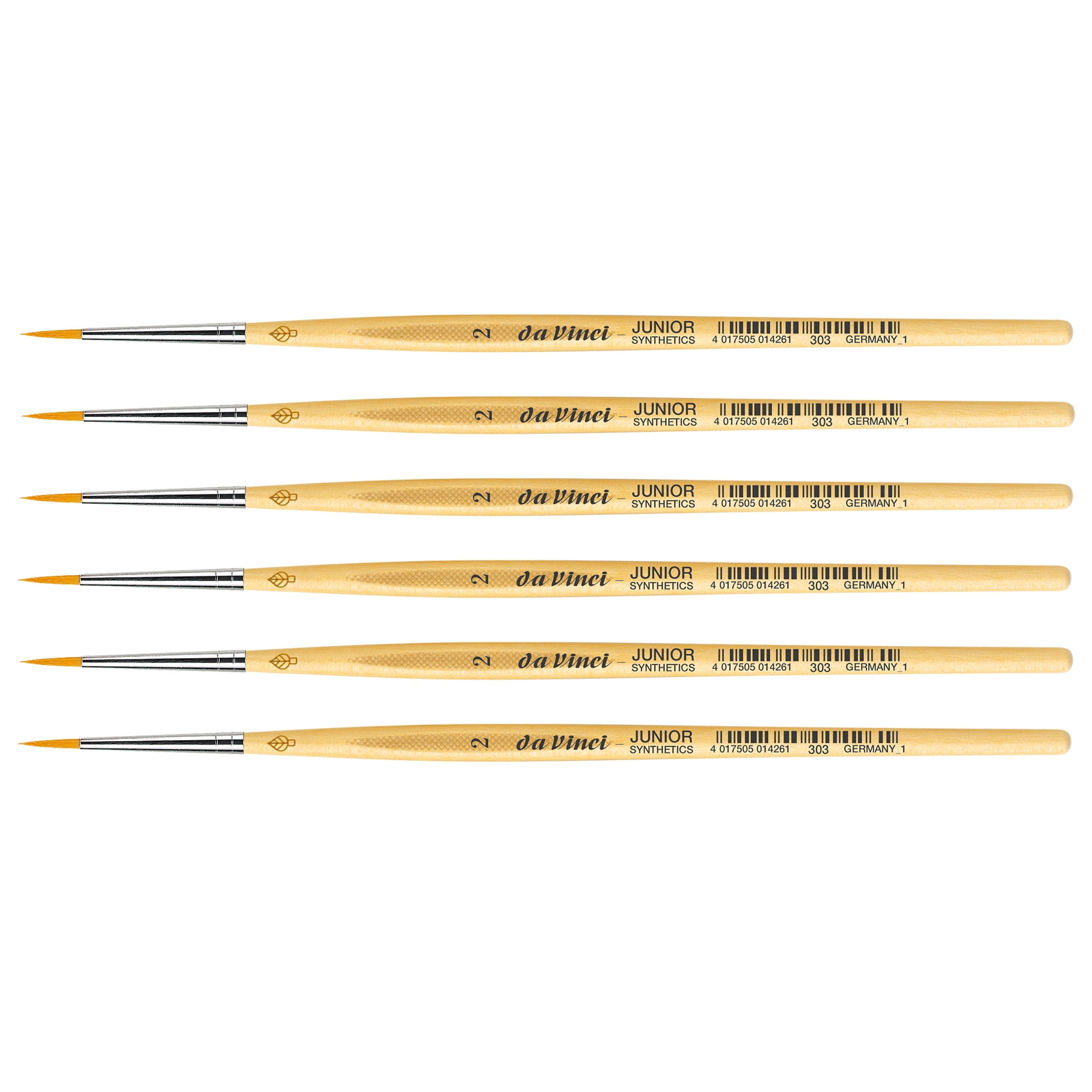 da Vinci JUNIOR Synthetics Student Brush, Synthetic, Tempera, Round, Series 303, Size 2, Pack of 6