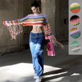 thumbnail image 2 of Suéter holgado estilo festivo con borlas de arcoíris para mujer, popular en otoño e invierno, 2 of 6