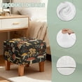thumbnail image 7 of SCRAWLGOD Mushroom Floral Print Black Stretch Ottoman Cover Square Ottoman Slipcovers for Foot Stool & Folding Storage Furniture Soft Form Fit with Elastic Bottom for Pets, 7 of 7
