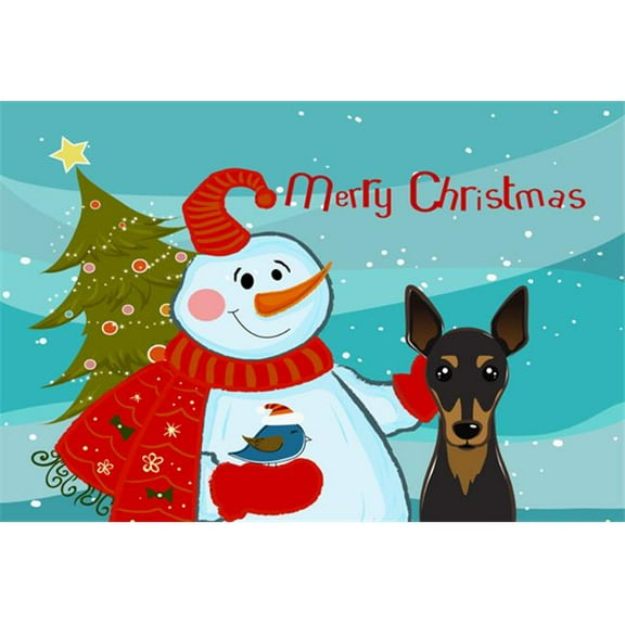 Carolines Treasures BB1860PLMT Snowman With Min Pin Fabric Placemat