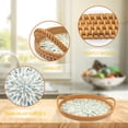 thumbnail image 7 of Logianis Rattan Decorative Tray Boho Serving tray Coffee Table Trays with Mother of Pearl Inlay Base Roval Blue, 7 of 7