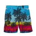 thumbnail image 4 of Virmaxy Men's Drawstring Five Pants Palm Tree Print Beach Shorts Hawaiian Shorts with Pockets Special Print Beach Casual Trouser Shorts Pants Blue-A 2XL, 4 of 6