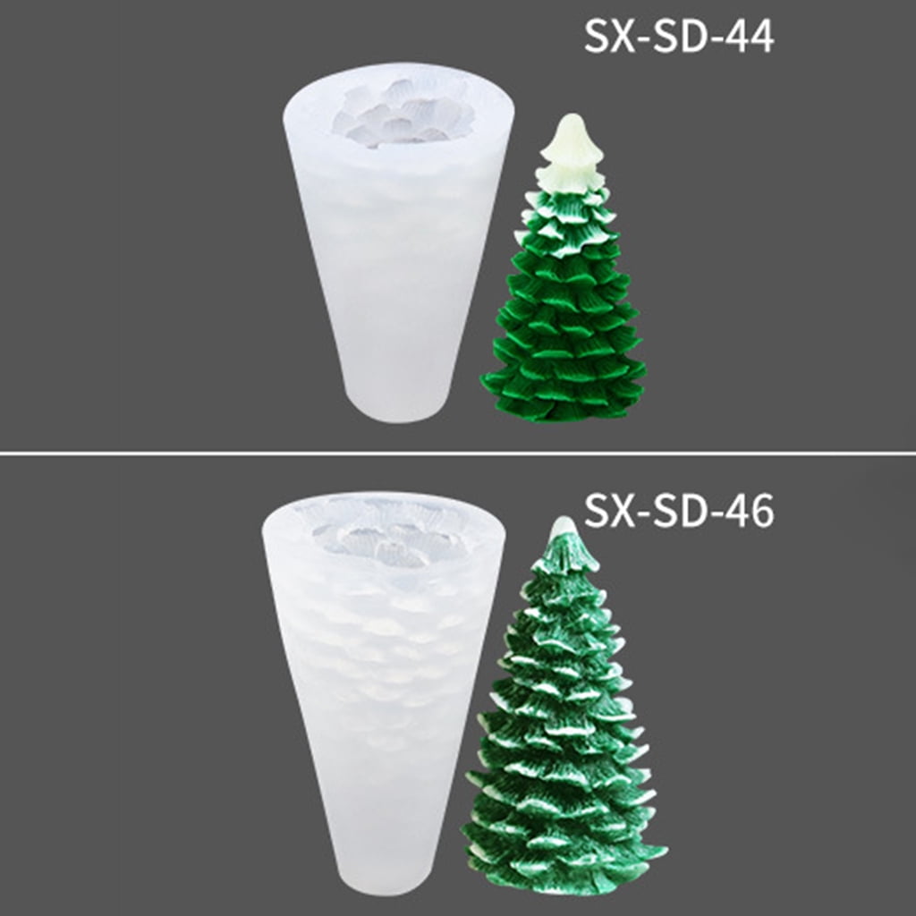 2pcs/set 3D Christmas Tree Silicone Candle Mold Soap Clay Making DIY Cake Decorating Baking Mould Tool