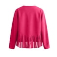 thumbnail image 5 of Ndbuld Chaquetas Mujer Women V Open Front Long Sleeve Studded Fringe Tassel Cropped Solid Casual Western Jacket Outerwear,Hot Pink,S, 5 of 7