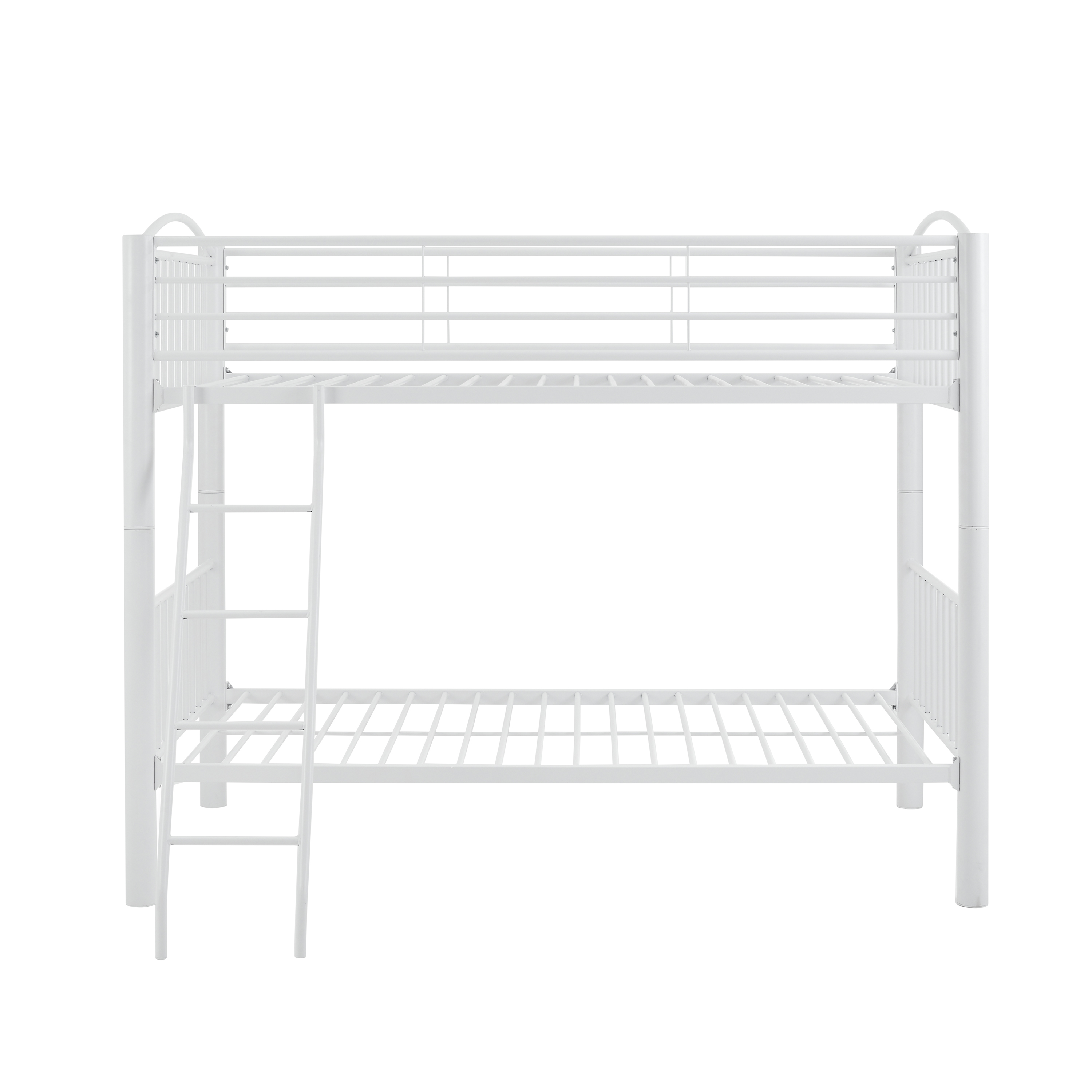 Powell Kalmia Twin Over Twin Heavy Metal Convertible Bunk Bed with Ladder, White Finish