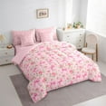 thumbnail image 4 of Homewish Girly Pink Ribbon Twin Bedding Sets 7-Piece for Kids, Romantic Rose Floral Bedding Comforter Set, Kawaii Cute Cartoon Theme Reversible Sheet Sets, Super Cozy Room Decor, 4 of 8