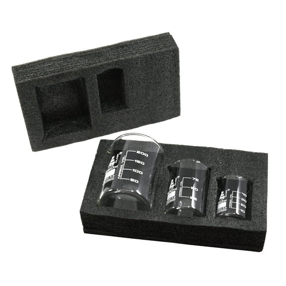 Premium Beaker Set, 250ml, 100ml & 50ml - Low Form, White Graduations - Superior Durability & Chemical Resistance - Borosilicate 3.3 Glass - Eisco Labs