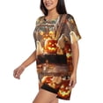 thumbnail image 3 of Womens Pajama Sets With Pocket, Halloween Windowsill Pumpkin Ghost Lounge Sets Short Sleeve Sleepwear PJ Sets for Women, 3 of 6