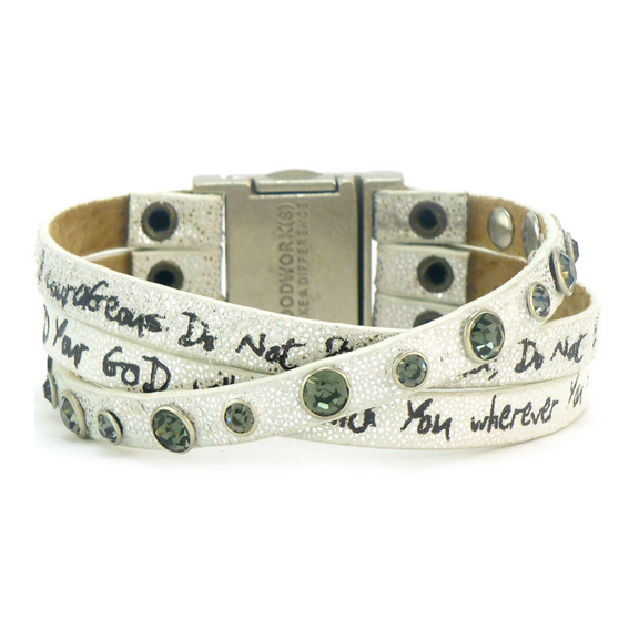 Good Works Joshua 1:9 Bible Verse Starjestic Trio Cuff Bracelet - Silver