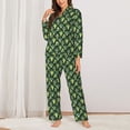 thumbnail image 2 of Pofeuu Broccoli 3 Print Womens Pajamas Set Long Sleeve Sleepwear Button Down Nightwear Soft Pj Lounge Sets Button Down Pajamas Women-Large, 2 of 7