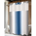 thumbnail image 4 of Lake Blue Grey White No Hook Shower Curtain Waterproof, Bathroom Curtains with Snap in Liners and See Through Top Window, Farmhouse Ombre Color Modern Hotel Style Bathtub Curtains Shower 72"Wx84"L, 4 of 8